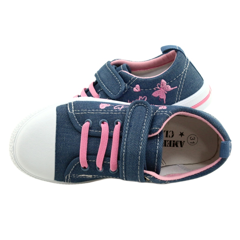 Baskets Beety American Club empiècement cuir bleu rose 3 Baskets Beety American Club empiècement cuir bleu rose 3