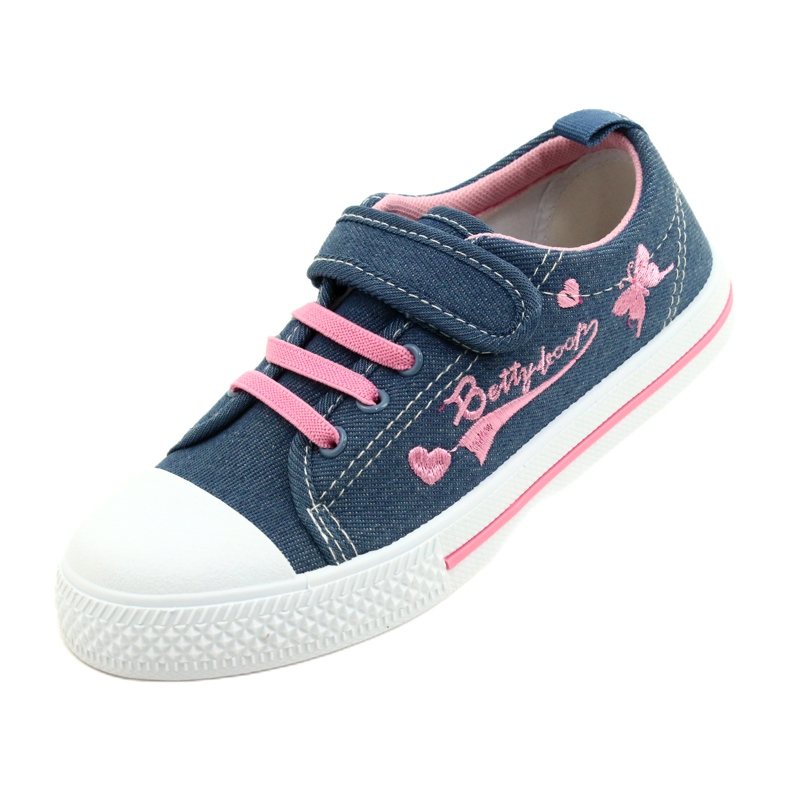 Baskets Beety American Club empiècement cuir bleu rose 2 Baskets Beety American Club empiècement cuir bleu rose 2
