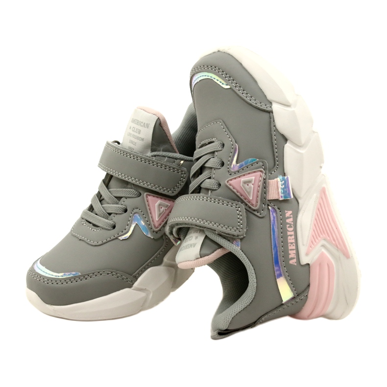 American Club Velcro Sports Chaussures avec hologramme AA24 / 22 Gray gris 4