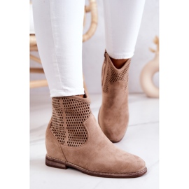 S.Barski Bottines en Daim pour Femme Compensées Cachées Beige Solène 3