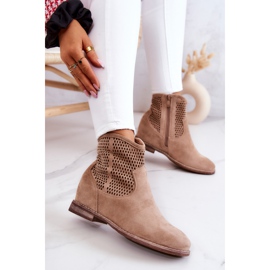S.Barski Bottines en Daim pour Femme Compensées Cachées Beige Solène 5
