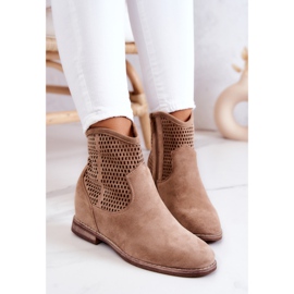 S.Barski Bottines en Daim pour Femme Compensées Cachées Beige Solène 7