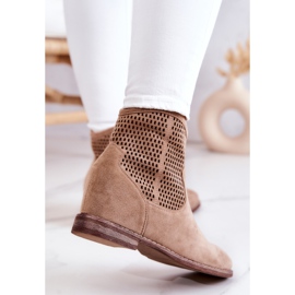 S.Barski Bottines en Daim pour Femme Compensées Cachées Beige Solène 4