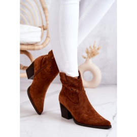 S.Barski Santiags Femme Daim Camel Devon brun 2