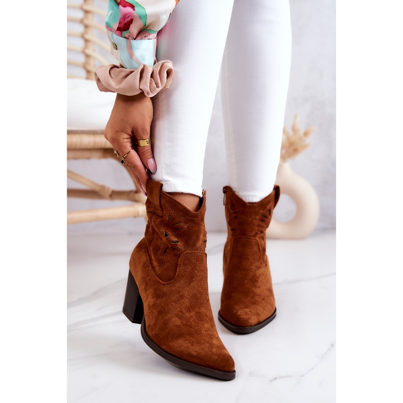 S.Barski Santiags Femme Daim Camel Devon brun 1