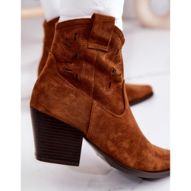 S.Barski Santiags Femme Daim Camel Devon brun 8