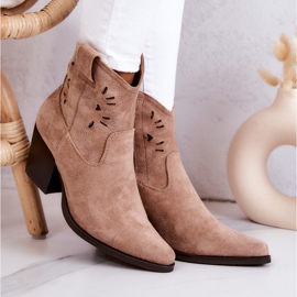 S.Barski Bottes de cowboy en daim pour femmes Beige Devon 1