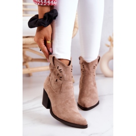 S.Barski Bottes de cowboy en daim pour femmes Beige Devon 2