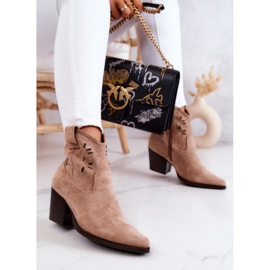 S.Barski Bottes de cowboy en daim pour femmes Beige Devon 5