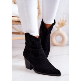 S.Barski Bottes de cowboy noires en daim pour femmes Devon le noir 3