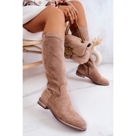 S.Barski Bottes Femme Daim Ajourées Beige Thessie 5