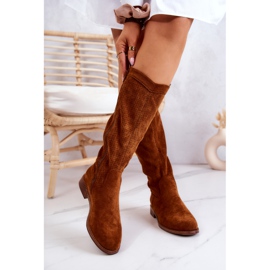 S.Barski Boots Daim Ajourées Femme Camel Thessie brun 2