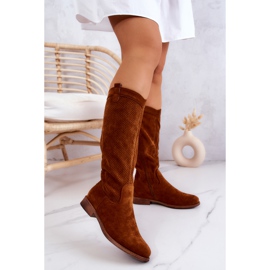 S.Barski Boots Daim Ajourées Femme Camel Thessie brun 3