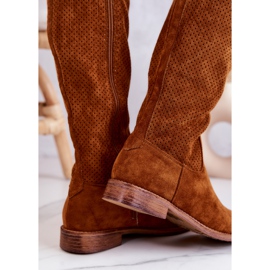 S.Barski Boots Daim Ajourées Femme Camel Thessie brun 7
