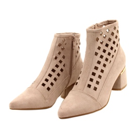 M.Daszyński Bottes femme ajourées Daszyński MR2168A-3 daim Beige 2