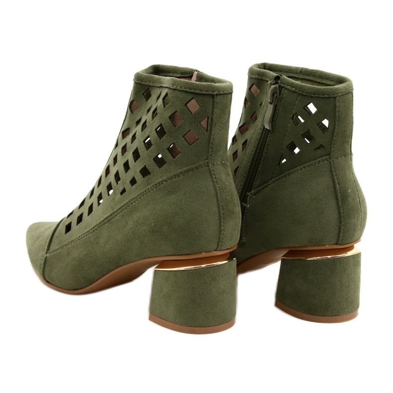 M.Daszyński Daszyński MR2168A-3 Daszyński Bottes ajourées en daim vert pour femmes 4