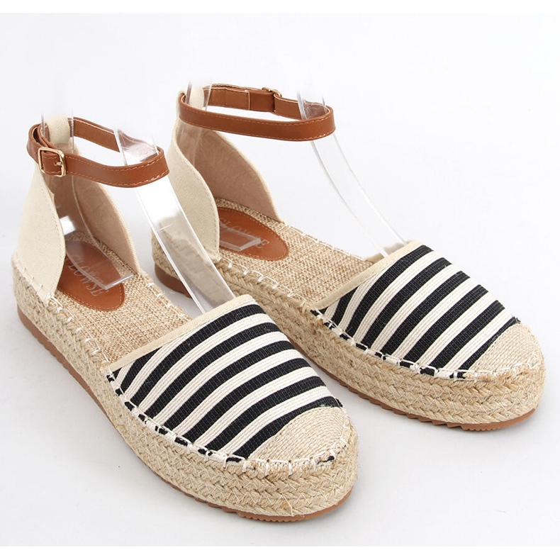 Espadrilles noires à rayures Gema beige 1