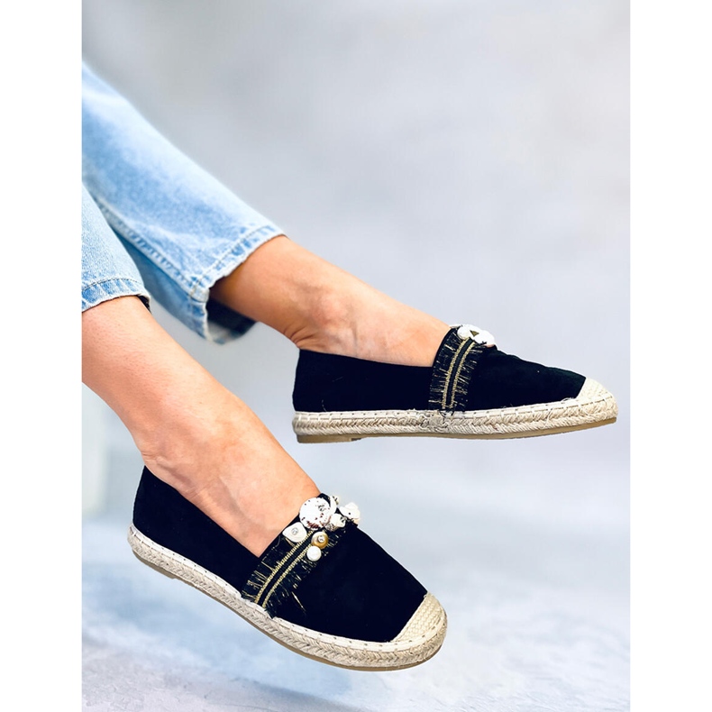 Espadrilles Lola noires à coquillages le noir 2