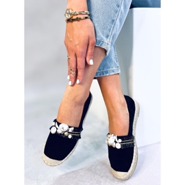 Espadrilles Lola noires à coquillages 1