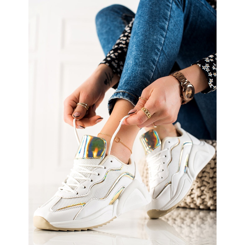 TRENDI Baskets à effet holo blanc 1