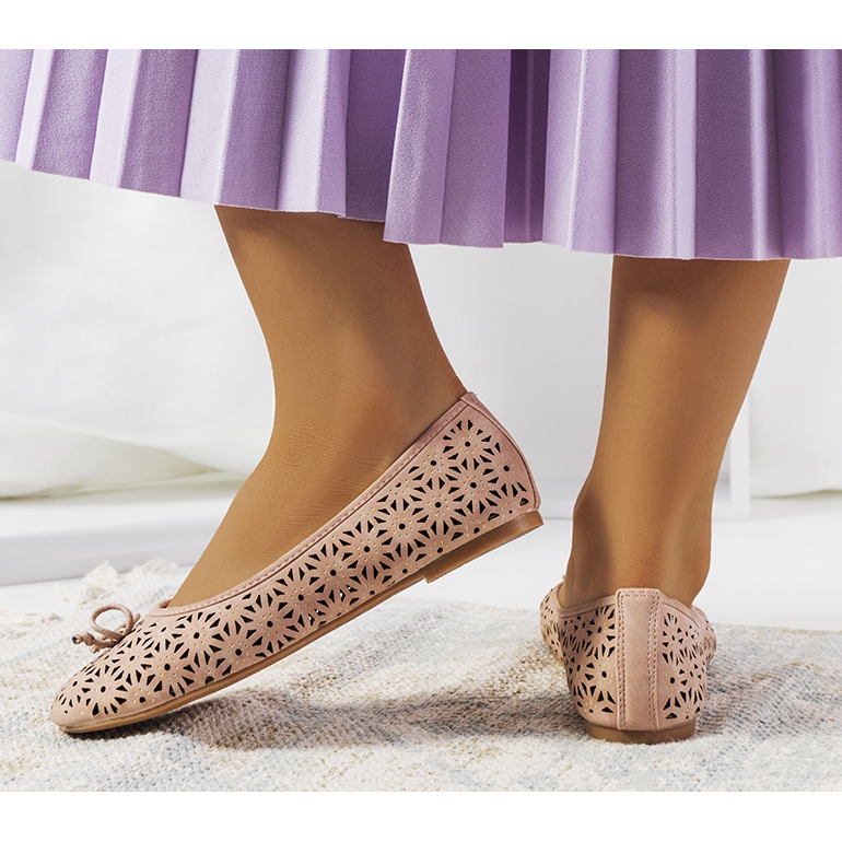 Ballerines ajourées Betta rose 1