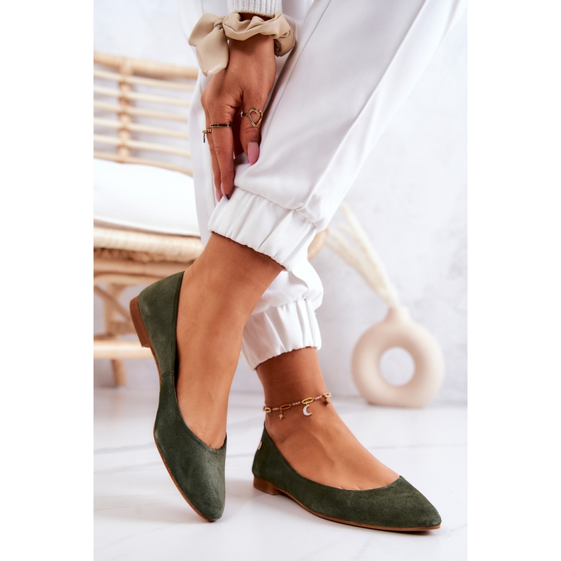 Ballerines en Daim pour Femme Maciejka 04100-45 Kaki vert 2