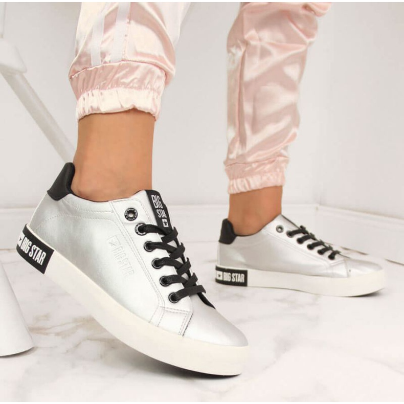 Baskets basses en cuir écologique Big Star W II274034 argent 2