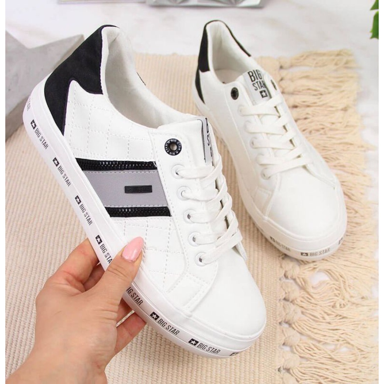Baskets basses sur la plateforme Big Star W II274071 blanc blanche le noir gris 1 Baskets basses sur la plateforme Big Star W II274071 blanc blanche le noir gris 1