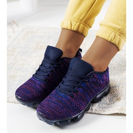 Baskets violettes Anya bleu marine rose 1