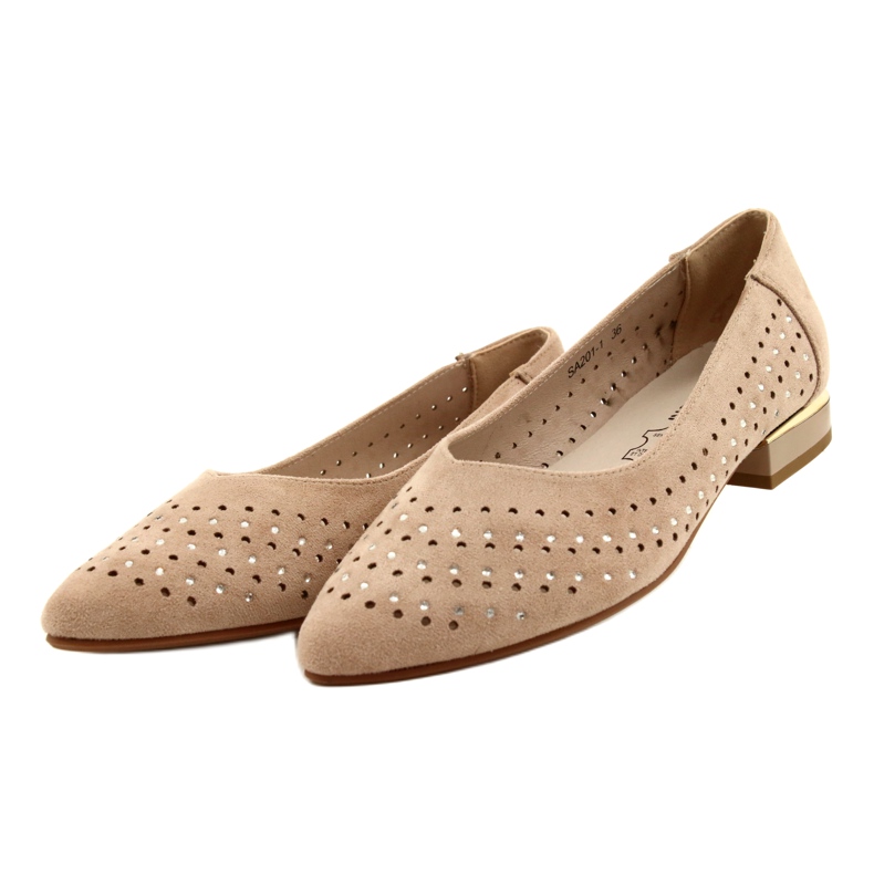 M.Daszyński Ballerines ajourées à paillettes Daszyński SA201-1 Beige 2