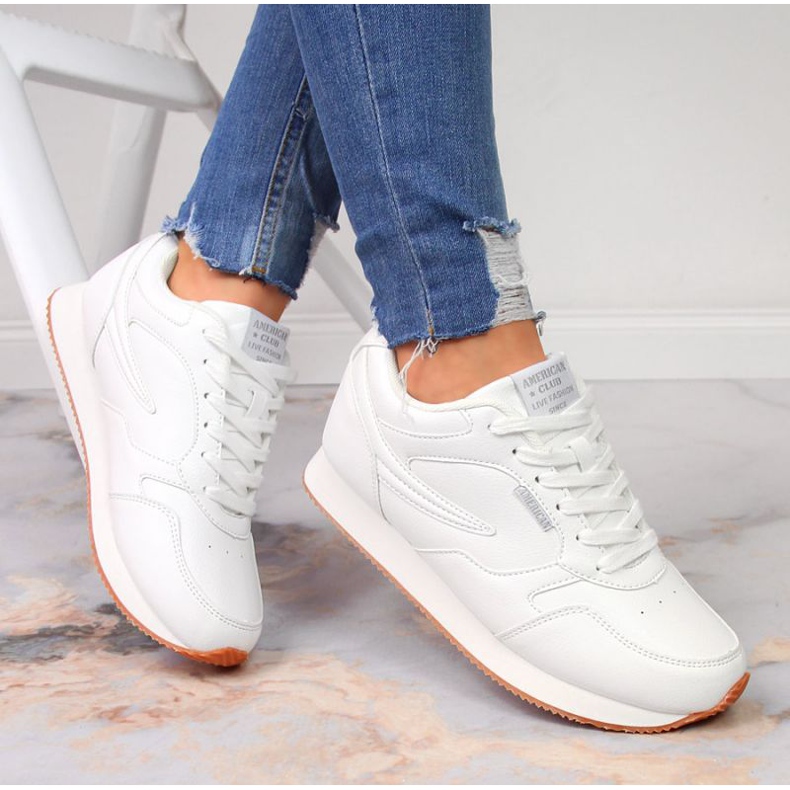 American Club W AM786 chaussures de sport blanches 2