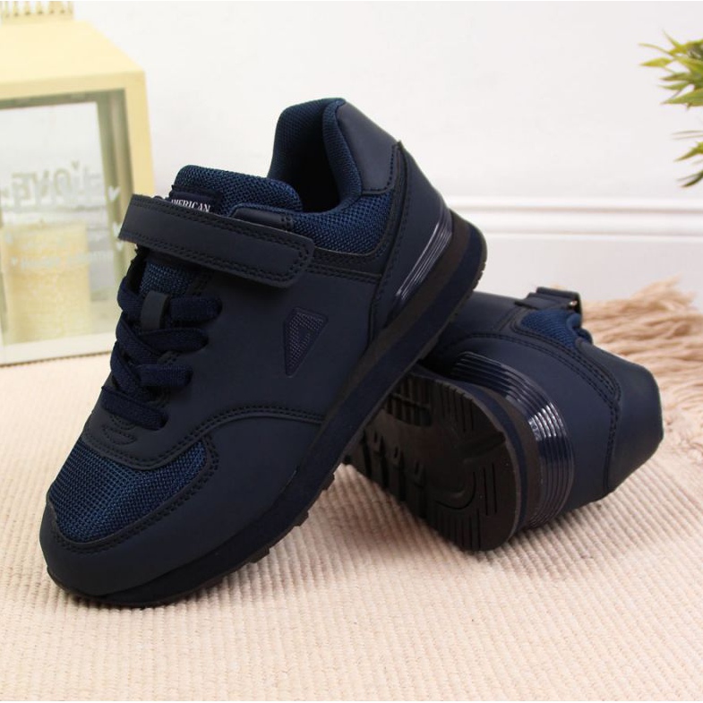 Chaussures à scratch American Club Jr. AM788B bleu marine 2