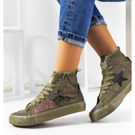 Baskets montantes vertes Amabella kaki 1