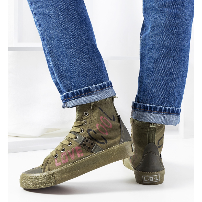 Baskets montantes vertes Amabella kaki 2