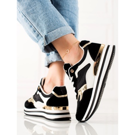 TRENDI Baskets à la mode NOIR et OR le noir 2