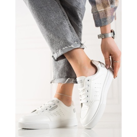 TRENDI Chaussures de sport en cuir écologique blanc 1