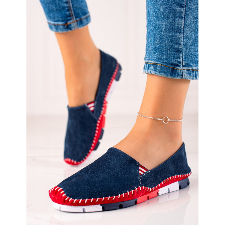 ARTIKER Slipons en cuir rouge bleu marin 1