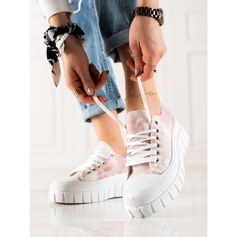 W. Potocki Baskets sur la plateforme Potocki blanc rose 1