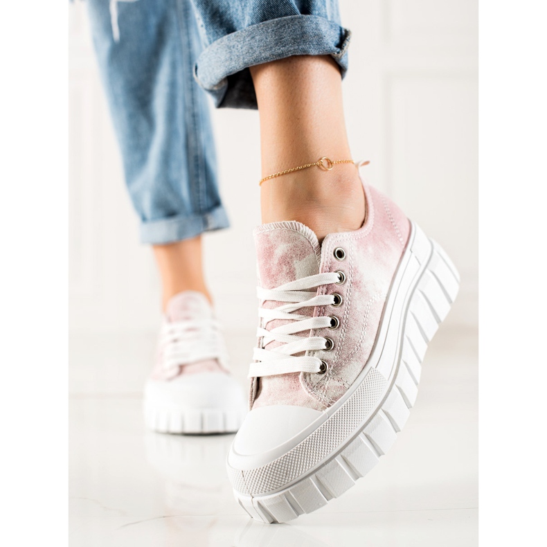 W. Potocki Baskets sur la plateforme Potocki blanc rose 2