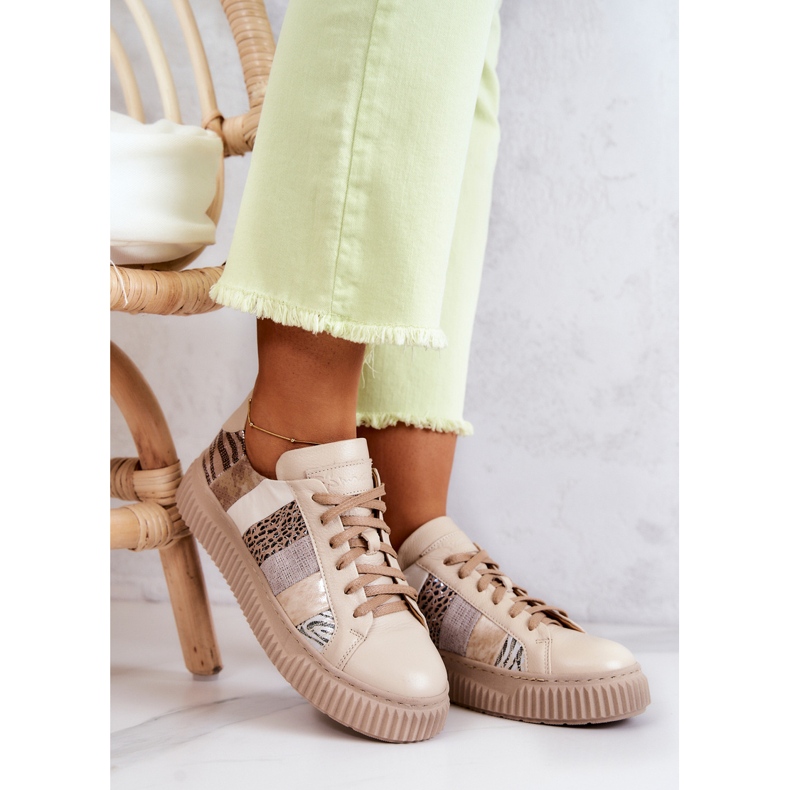 Chaussures de Sport en Cuir Sur la Plateforme Maciejka 05482-04 Beige 2