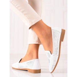 Goodin Mocassins en cuir à motif ajouré blanc 1