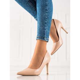 Goodin Talons hauts classiques en cuir écologique beige 2