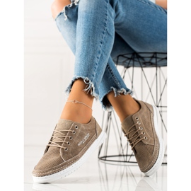 Goodin Baskets en cuir décontractées beige 1