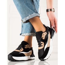 TRENDI Baskets confortables NOIR ET BEIGE 2