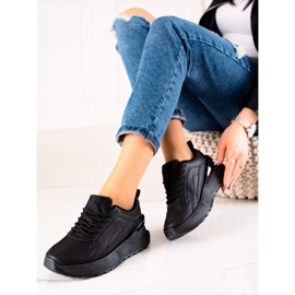 TRENDI Baskets en cuir écologique noires 1