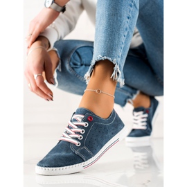 Filippo Baskets en cuir classiques bleu 2
