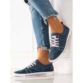 Filippo Baskets en cuir classiques bleu 1
