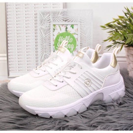 Baskets compensées Bugatti W INT1697 blanc blanche d'or 2