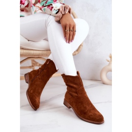 S.Barski Bottines Ajourées Femme Daim Camel Lemar brun 5