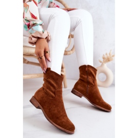 S.Barski Bottines Ajourées Femme Daim Camel Lemar brun 6